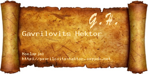 Gavrilovits Hektor névjegykártya